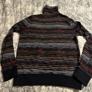 Paisley & Gray Slim Fit Turtleneck Sweater, Navy Multi Stripe size L
